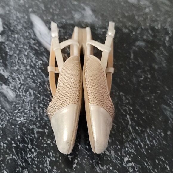BRAND NEW REPORT MIKKI Elegant CREAM and GOLD  WOMENS SLINGBACK FLAT SHO… - Picture 8 of 16